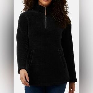 32 Degrees Ladies' Quarter Zip Plush Black Pullover NWT